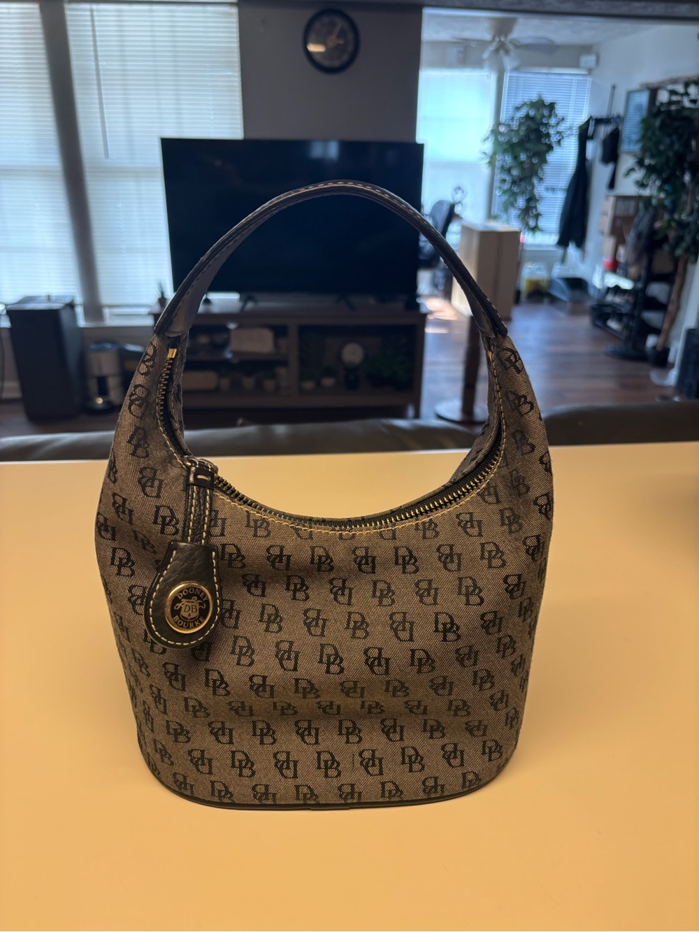 Vintage Dooney & Bourke Blue and Gray Bucket  Bag